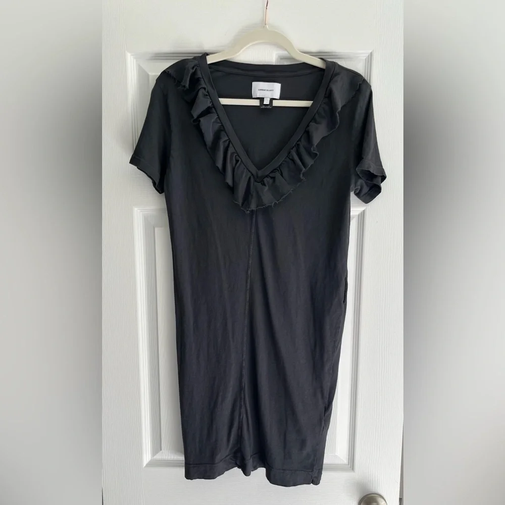 Current/Elliott Heather Grey Ruffled V-Neck T-Shirt Mini Dress, Size 1 (S) - Picture 6 of 6